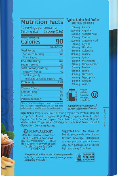 Sunwarrior Vegan Protein Chocolate Peanut Butter- 750g
