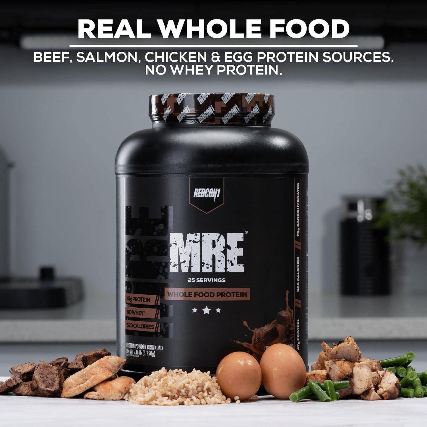 REDCON1 MRE Protein Powder, Fudge Brownie Meal Replacement Protein Blend 7 Lb