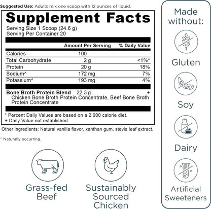 Ancient Nutrition Bone Broth Protein Powder Vanilla 17.4 Oz