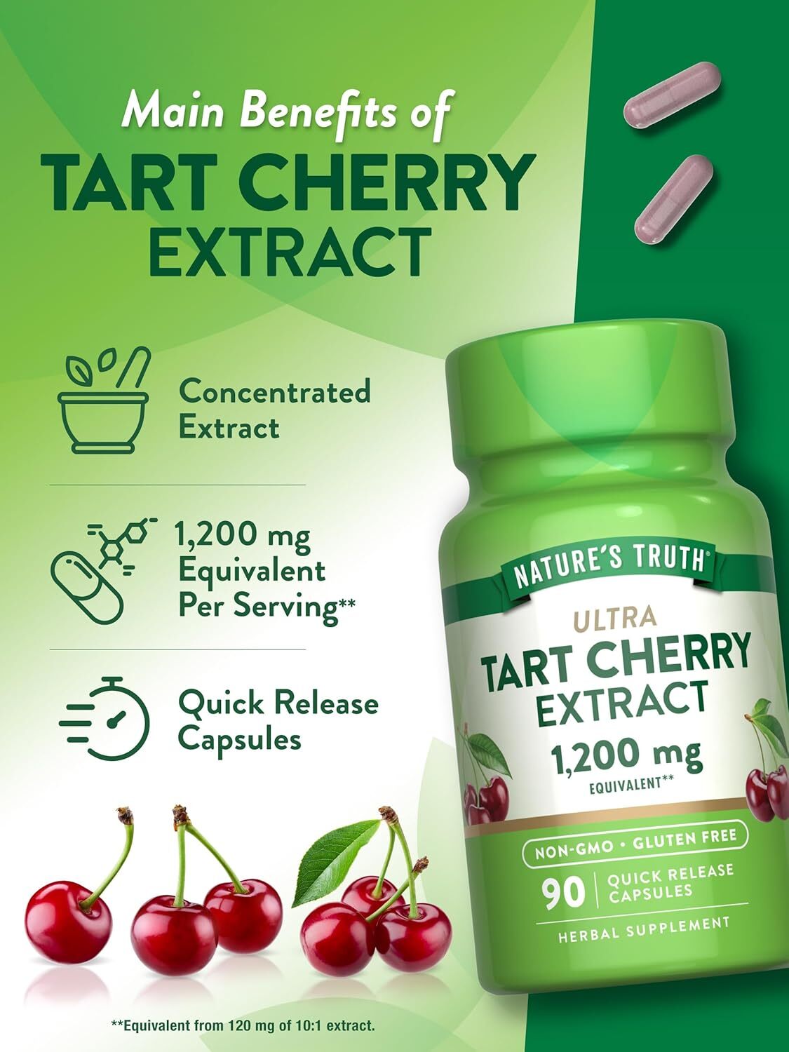 Nature's Truth Ultra Tart Cherry Extract Capsules 1200 mg 90 ea (Pack of 2)