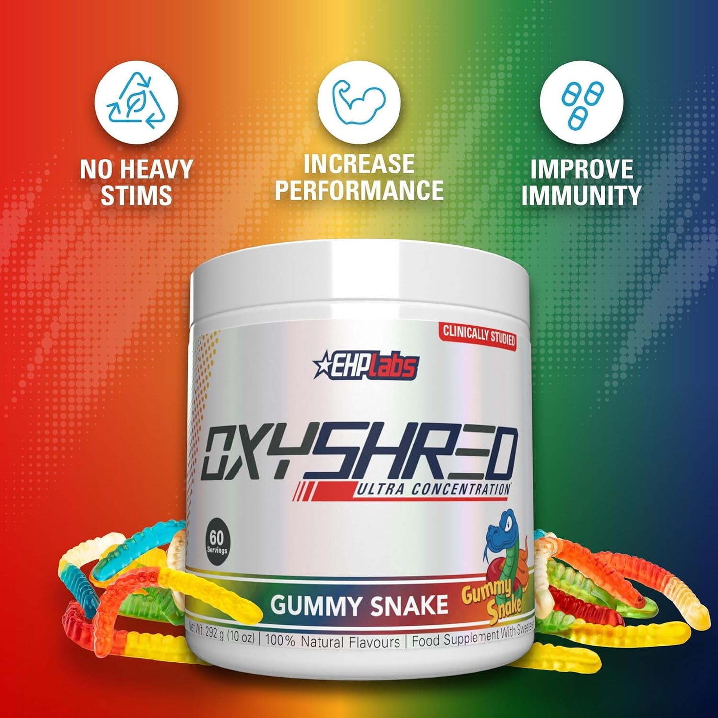 EHP Labs OxyShred Thermogenic Fat Burner Gummy Snake 60 Servings 292g