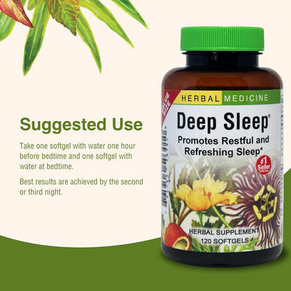 Herbs Etc. Deep Sleep Softgels, Herbal Sleep Support, 120 Softgels