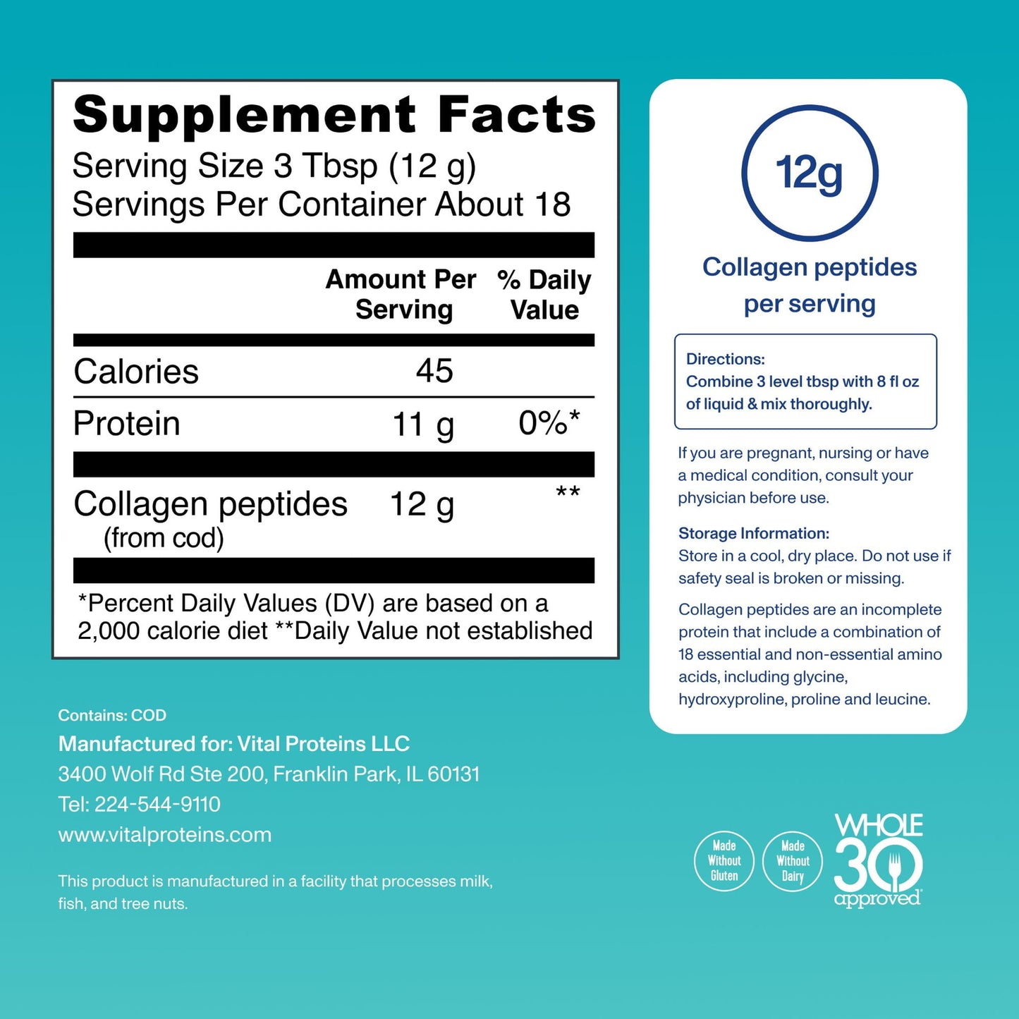 Vital Proteins Marine Collagen Powder Supplement - 7.8 oz