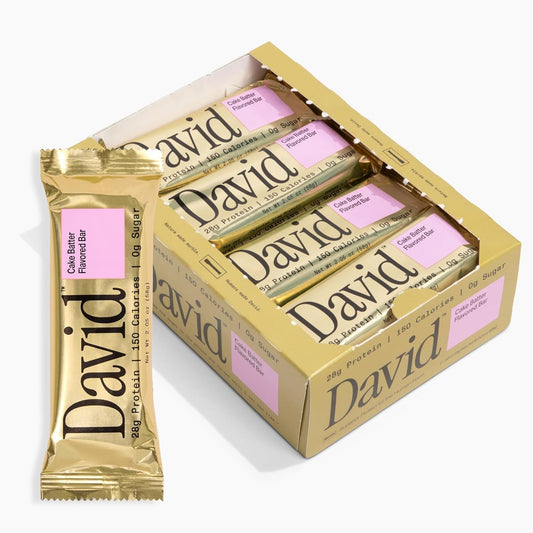 David Protein Bar Cake Batter Pack of 12 Protein Bars | 28g of Protein | 150 ...