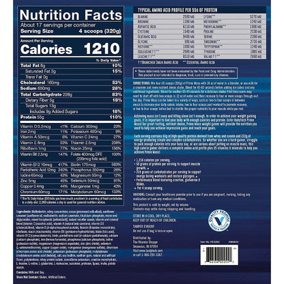 BodyTech Prime Mass- Chocolate (12 lbs./17 Servings) 1210 Calories