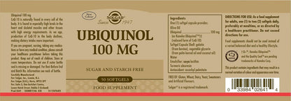 Solgar Ubiquinol 100 mg Reduced CoQ-10 50 Softgels
