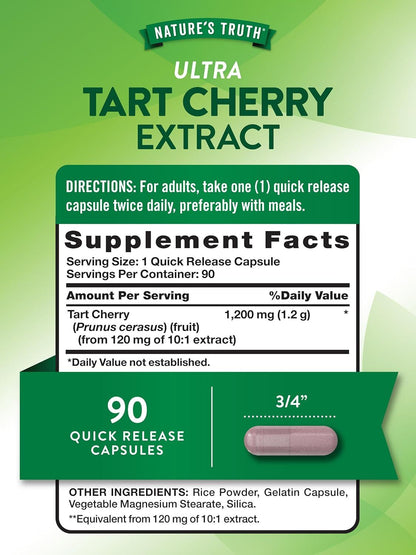 Nature's Truth Ultra Tart Cherry Extract Capsules 1200 mg 90 ea (Pack of 2)