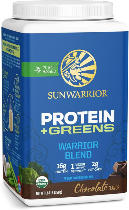 Sunwarrior Warrior Blend Protein Greens Powder  Chocolate Flavored 30 Servings