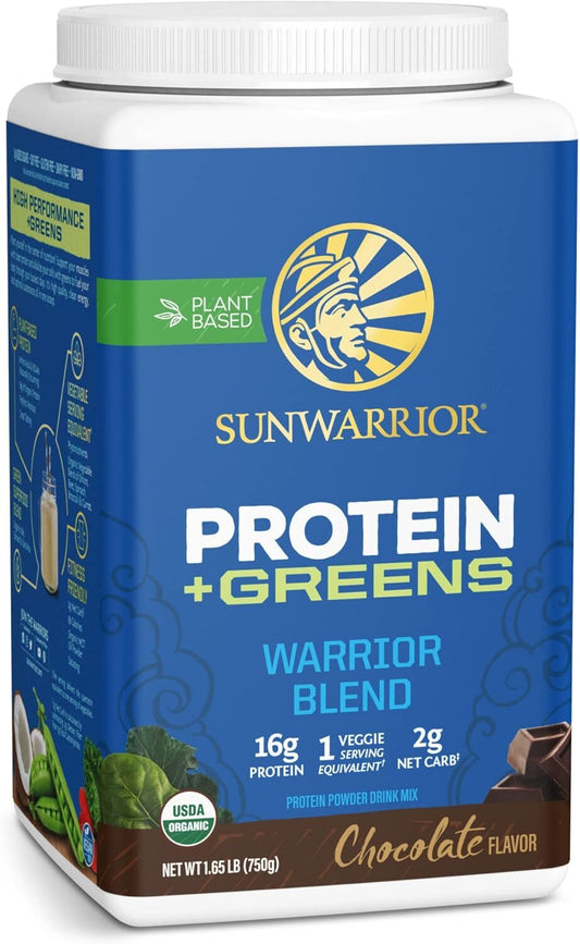 Sunwarrior Warrior Blend Protein Greens Powder  Chocolate Flavored 30 Servings