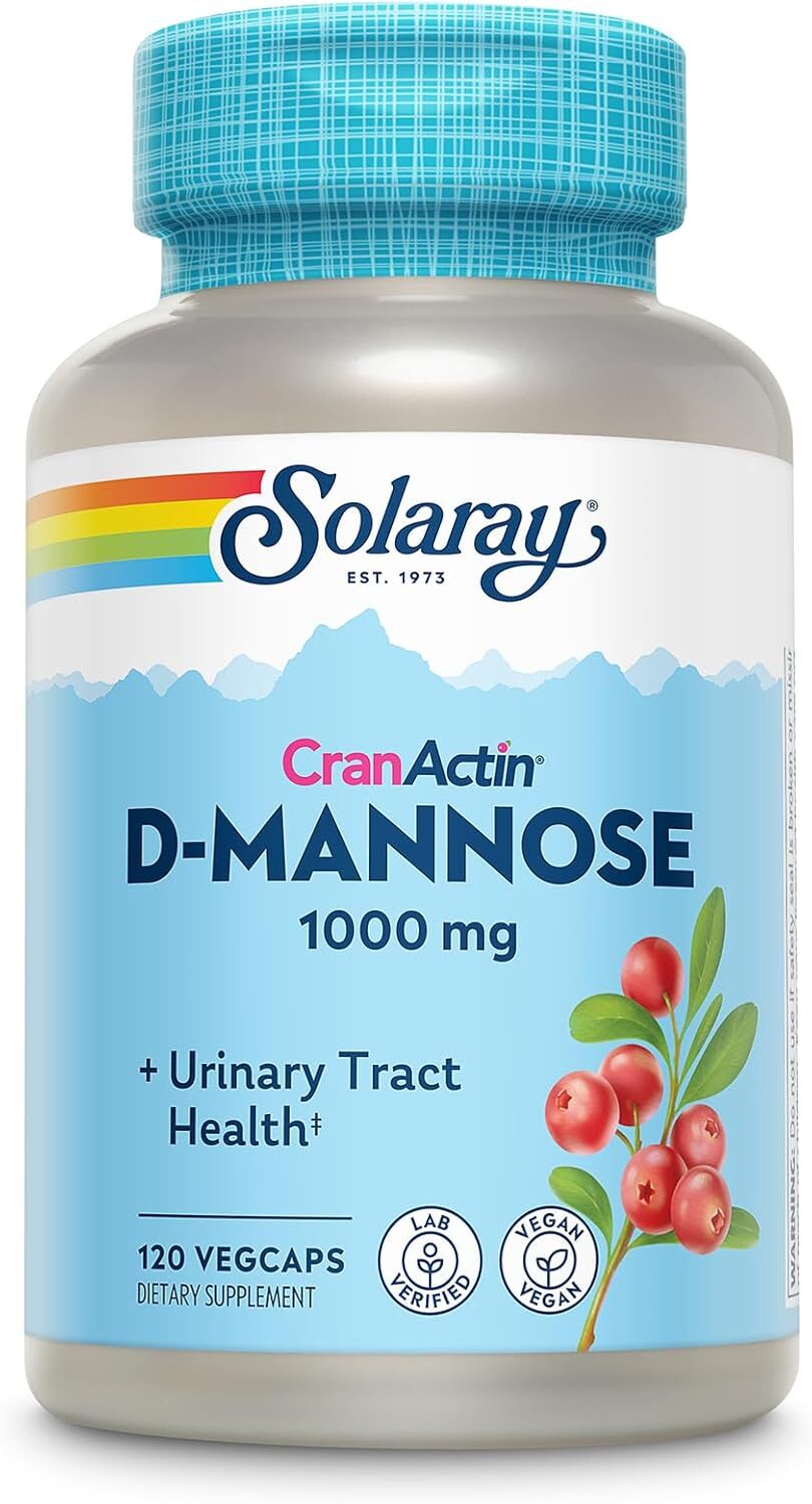 Solaray D-mannose With CranActin 1000mg Capsules - 120 Count - Pack pf 2