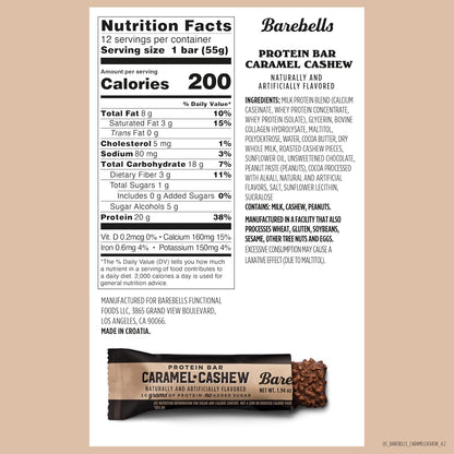 Barebells Caramel Cashew – 12 Bars, No Retail Box, Secure & Authentic