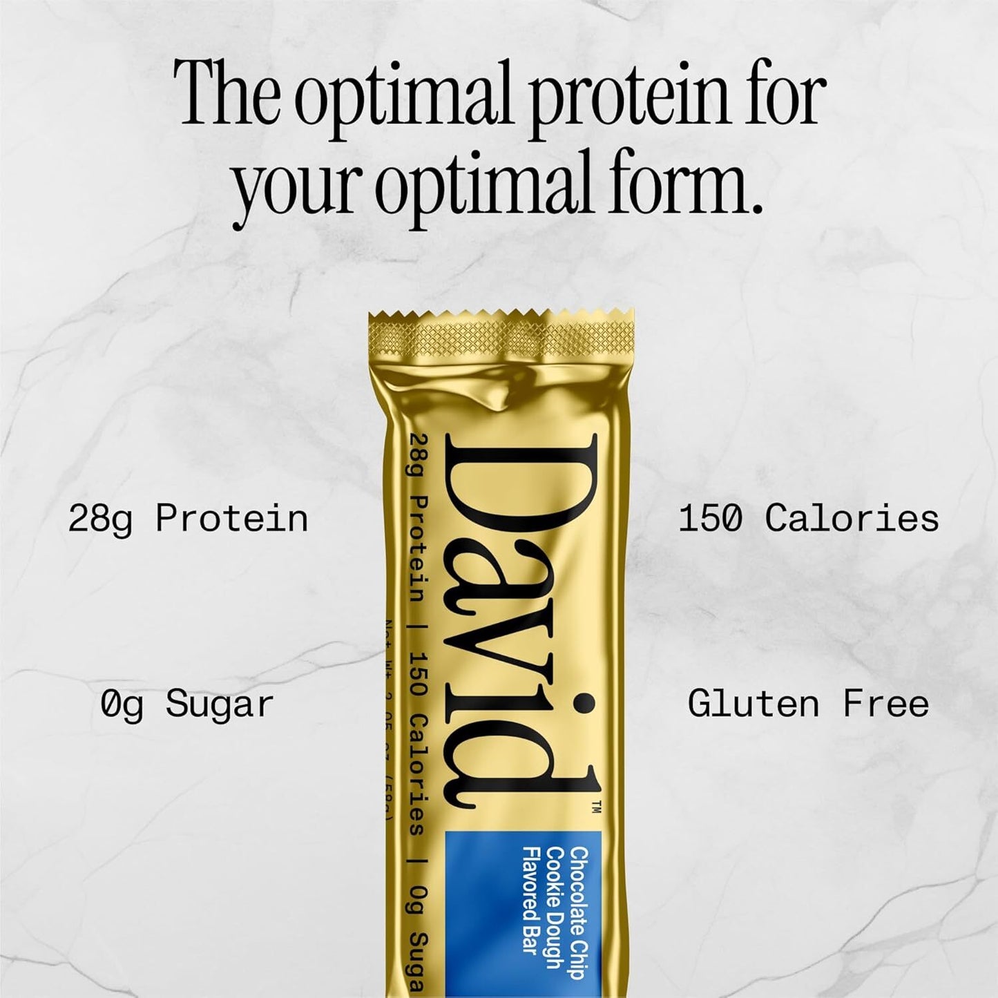 David Protein Bar Chocolate Chip Cookie Dough Pack of 12 Protein Bars | 28g o...
