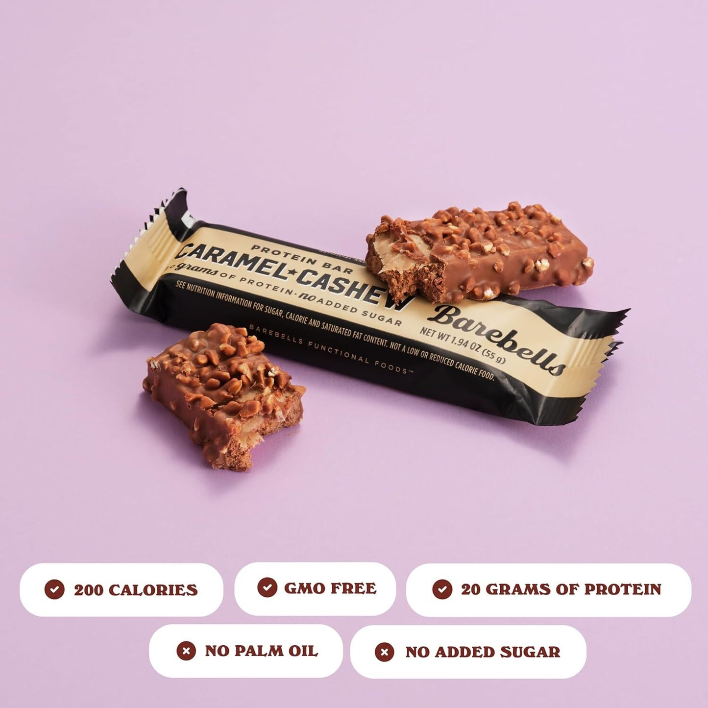 Barebells Caramel Cashew – 12 Bars, No Retail Box, Secure & Authentic