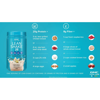 GNC Total Lean Shake 25 Burn French Vanilla 22oz  High Protein Meal Replacement