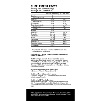 EHPlabs OxyShred Energy Booster, Pre-Workout, Mood Booster - Peach, 60 Servings