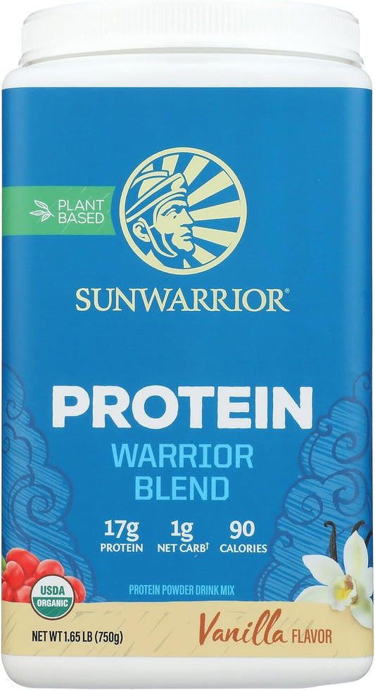 Sunwarrior Warrior Protein Powder 1.65 lbs Organic Vegan w/ BCAAs Vanilla Flavor