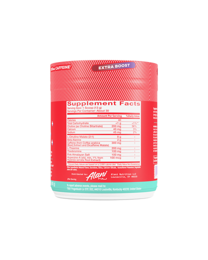 Alani Nu Pre-Workout with Extra Boost - Cherry Slush (14.1 Oz. / 30 Servings)
