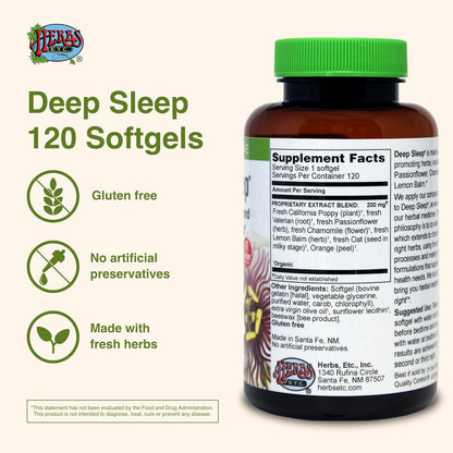 Herbs Etc. Deep Sleep Softgels, Herbal Sleep Support, 120 Softgels