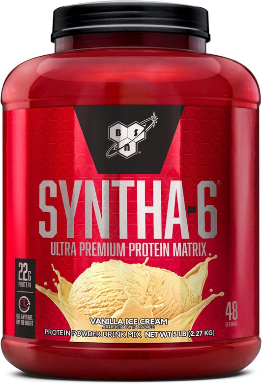 BSN Syntha-6 Protein 5LB Vanilla Ice Cream Protein Powder Long shelf life