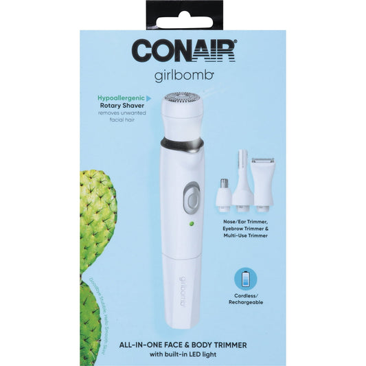 Conair Girlbomb All-in-One Face & Body Trimmer LED Lht Cordless Rechargeable NEW