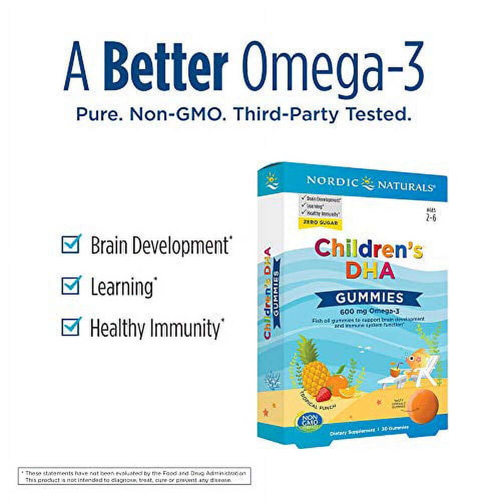 Nordic Naturals Children’s DHA Gummies, Tropical Punch - 30 Gummies - 600 mg