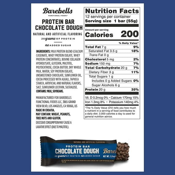 Barebells Chocolate Dough – 24 Bars, No Retail Box, Secure & Authentic