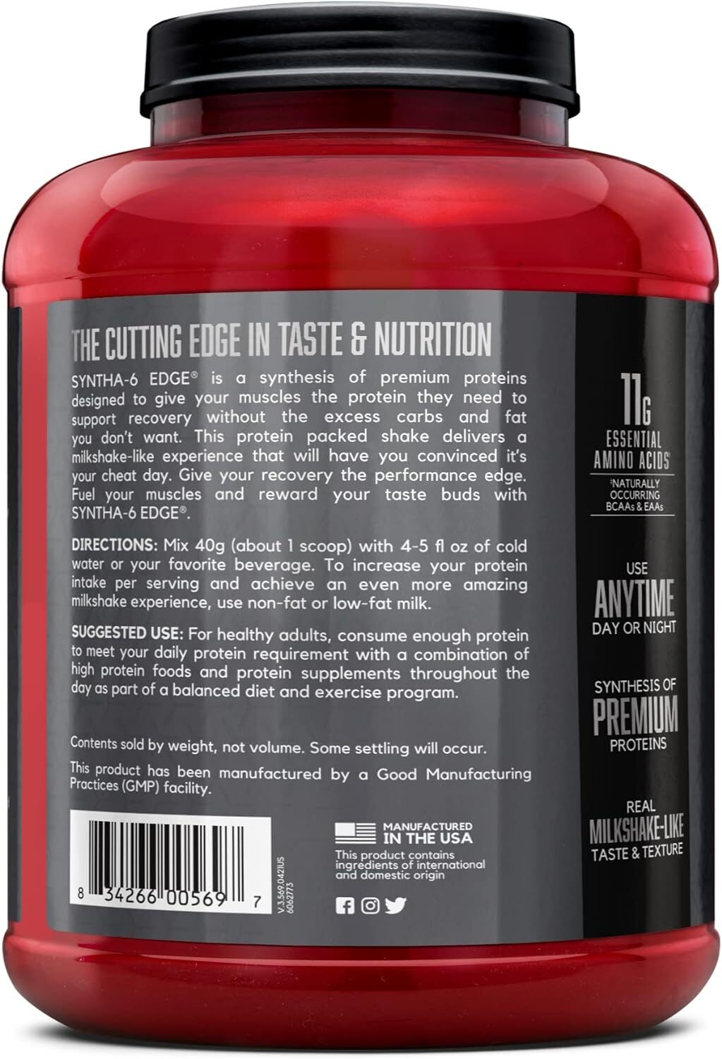 Syntha-6® Edge, Protein Powder Drink Mix, Chocolate Milkshake, 4.23 lb (1.92 kg)
