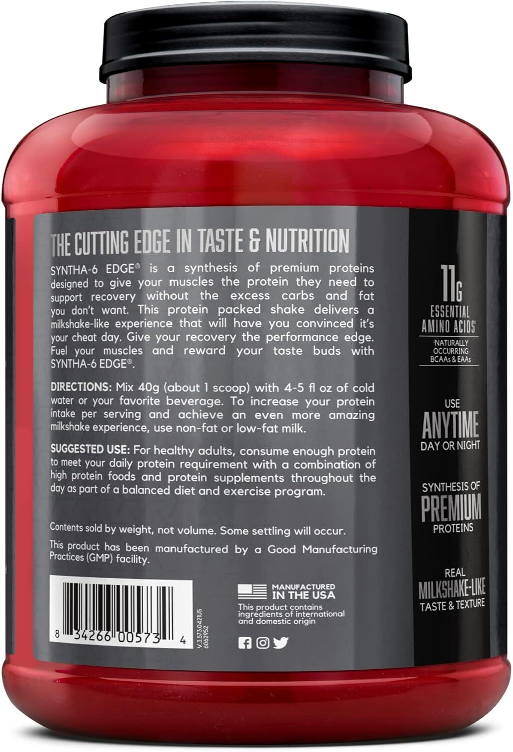 Syntha-6 Edge®, Protein Powder Drink Mix, Cookies & Cream, 4.23 lb (1.92 kg)