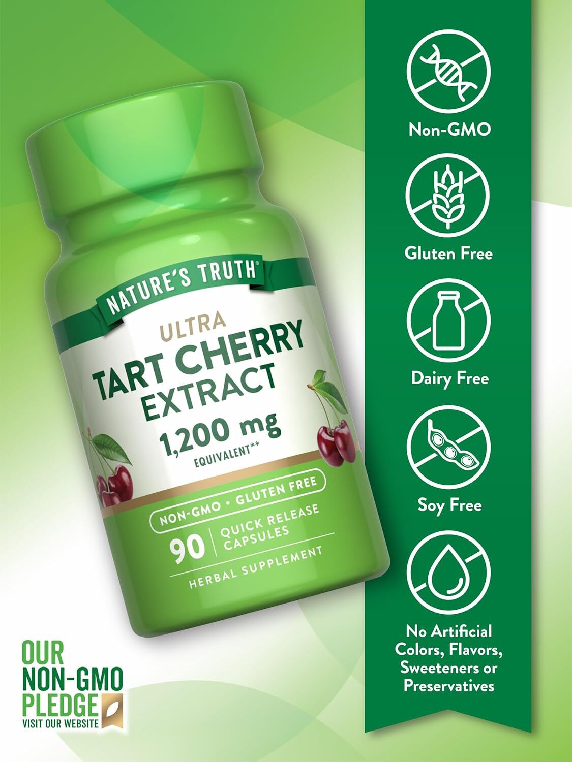 Nature's Truth Ultra Tart Cherry Extract Capsules 1200 mg 90 ea (Pack of 2)
