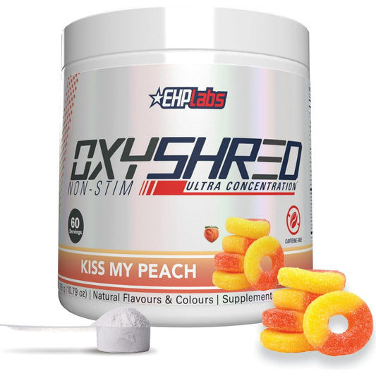 EHPlabs OxyShred Energy Booster, Pre-Workout, Mood Booster - Peach, 60 Servings