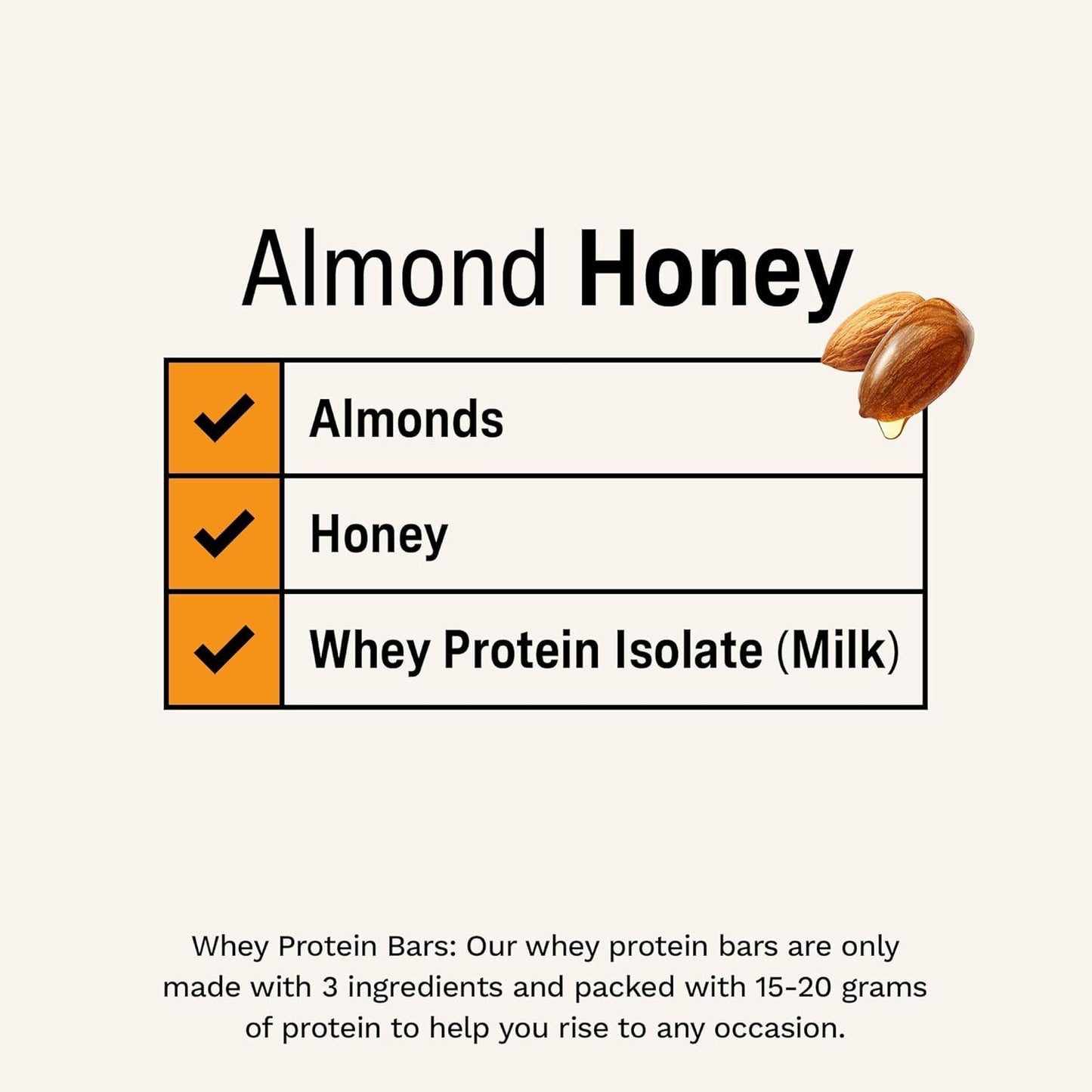 Rise Bar Rise Protein Bar Almond Honey 12 bars - Pack of 2