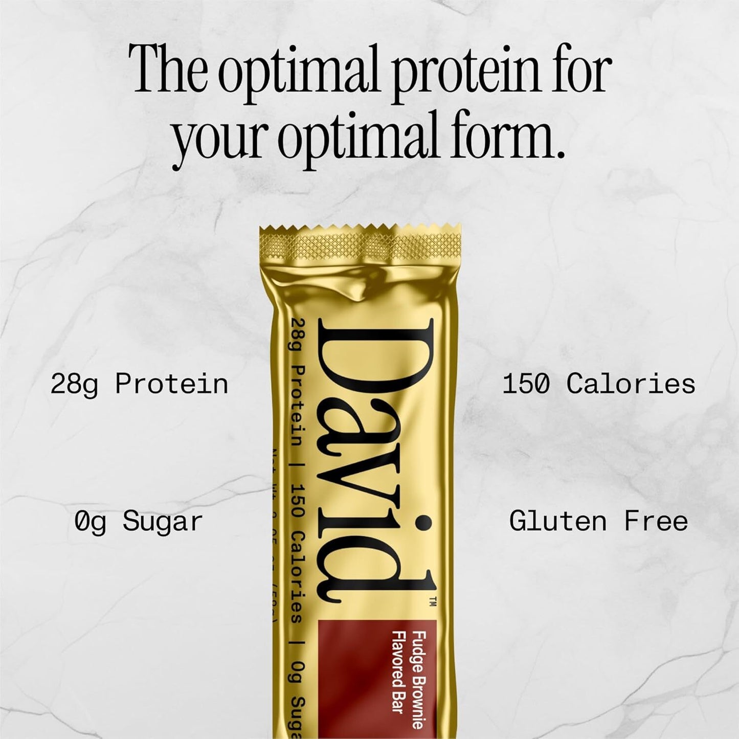 David Protein Bar, Fudge Brownie, Pack of 12 Protein Bars | 28g of Protein