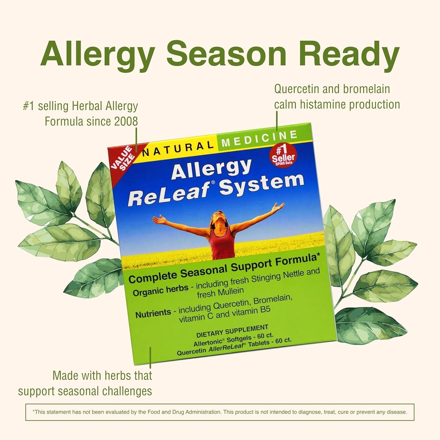 Herbs Etc Allergy ReLeaf System - 2 Bottles (Allertonic & Quercetin) 60+60