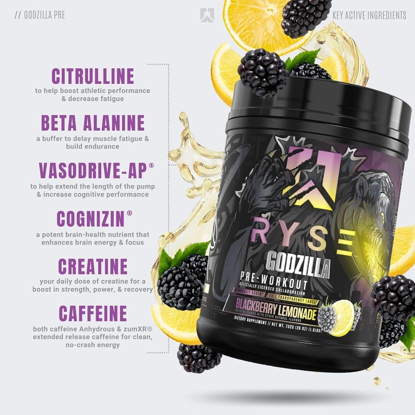 Godzilla, Pre-Workout, Blackberry Lemonade, 1.6 lbs ( Pack of 2 )