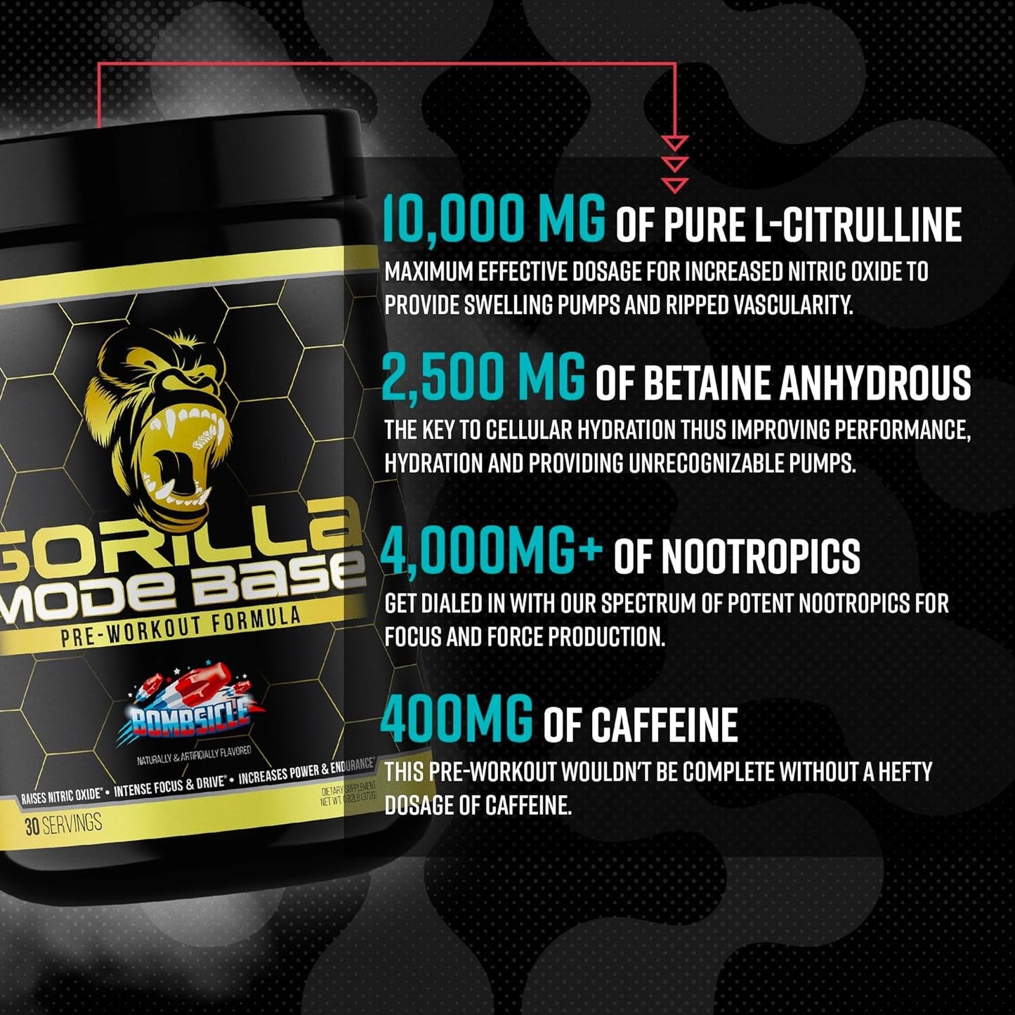 Gorilla Mind Base Pre Workout - 360 Grams (Blue Raspberry)