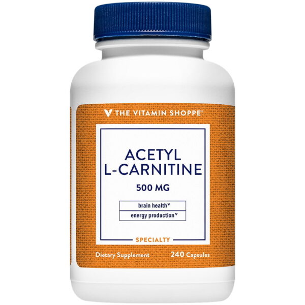 Acetyl-L-Carnitine 500mg – Supports Healthy Brain & Memory Function, Promotes Energy Production – Carnipure™ Offers Purest Form of L-Carnitine (240 Capsules) by The Vitamin Shoppe