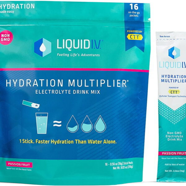 Liquid I.V. Hydration Multiplier, Electrolyte Powder, Supplement Drink Mix (Passion Fruit) (16)